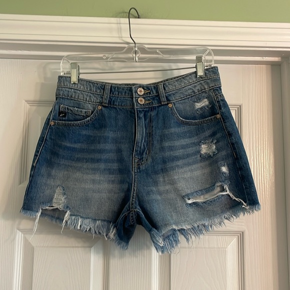 Kancan Full Size Distressed High Waist Denim Shorts main image 1